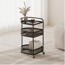 Современная  черная трехъярусная тележка на колесиках.AND 1939  (1)