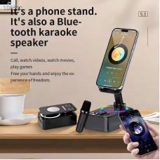 Блогер Подставка для телефона,динамик для караоке 2микрофа 3цвет Microphone speaker set	AND K18-2(50