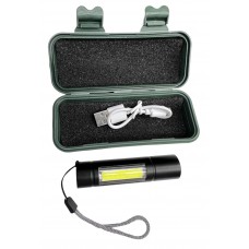 Светодиодный фонарик Bailong Police COB USB BL-515   в пластиковом чехле(240