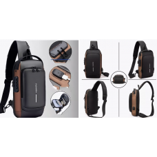 Нагрудная сумка с противоугонным замком с паролем Backpack черный серый БОЛЬШАЯ AND  XL-1515(100