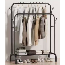 Двойная стойка вешалка  для одежды и полкой для обуви YP:610 Double flooshelf clothes rackAND1686 (6